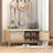 Boho Rattan Entryway Bench With Storage, Cushioned Shoe Bench With Double Doors, Wooden Shoe Organizer Bench For Entryway And Hallway-347946163