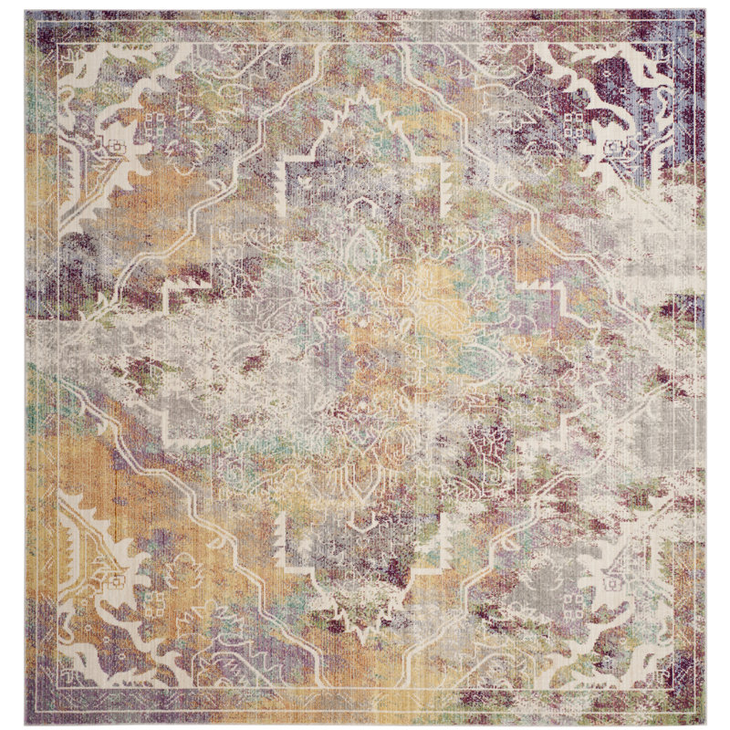 Tapis camouflage rouge / jaune Millersburg, Carré 6 pi 7 po