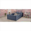 Lit plateforme tapissier au sol, lit simple Teddy Classic gris avec rails latéraux amovibles et coussin de lapin
