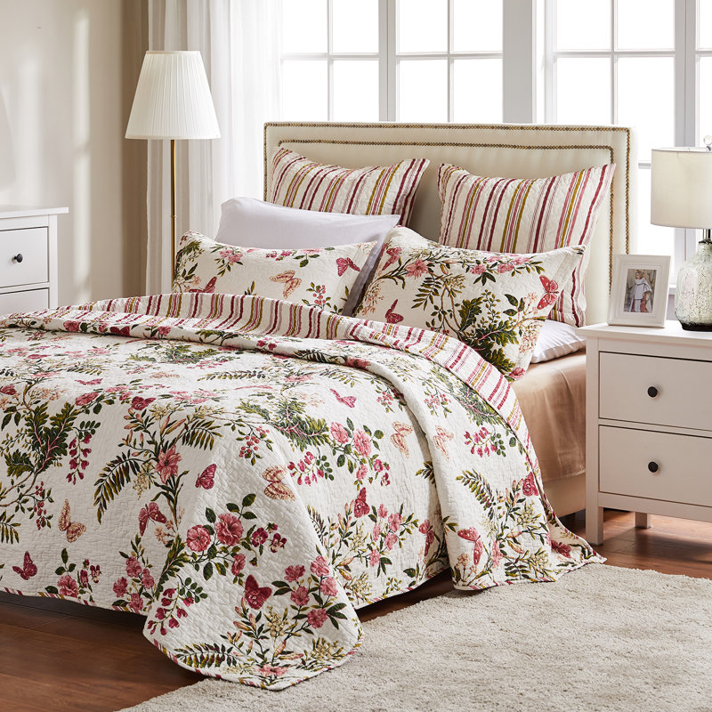 Ensemble de courtepointe très grande taille 3 pièces Greenland Home Fashions Butterflies, 105 x 95 po