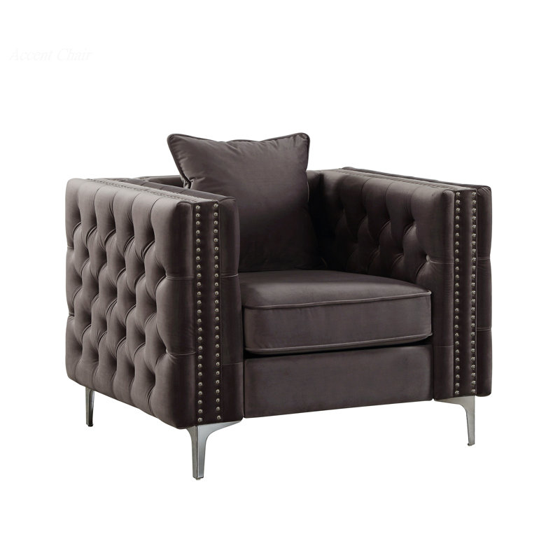 Fauteuil en velours touffeté de 40 po de large Holden