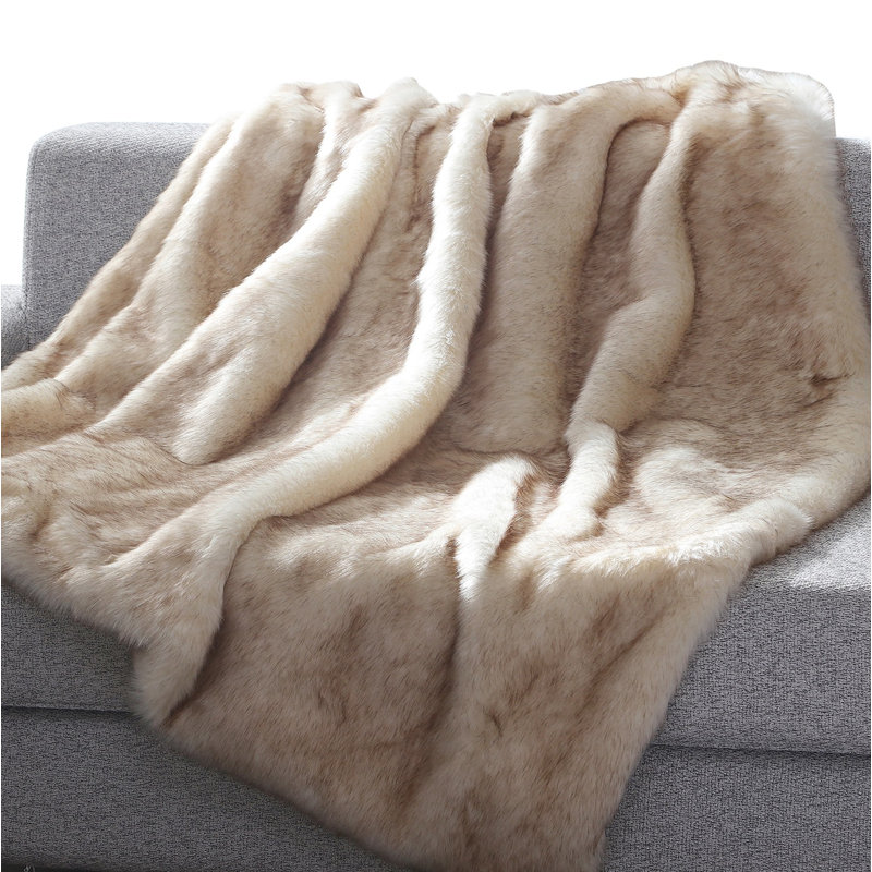  Couverture lourde en fausse fourrure, Brun