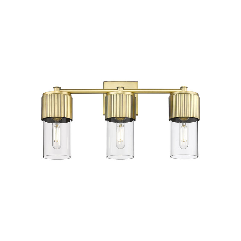 Éclairage pour meuble-lavabo mural 3 lumières Bolivar, Laiton brossé, Transparent