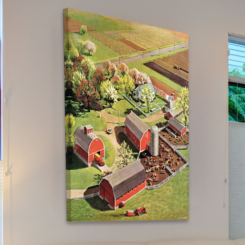 Red Barns - Wrapped Canvas Print, 76cm H x 51cm W