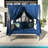 57.5" Outdoor Patio Daybed With Curtains-405734862