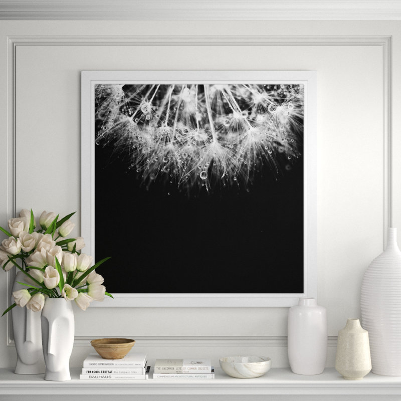 Dandelion with Dew' Framed Photographic Print on Glass