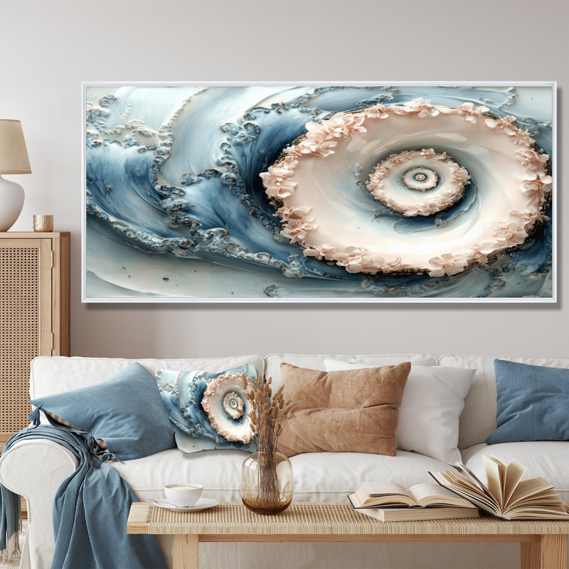 Mechling - Abstract Large Wall Art, H 28 po x l 60 po, Cadre flottant, Blanc