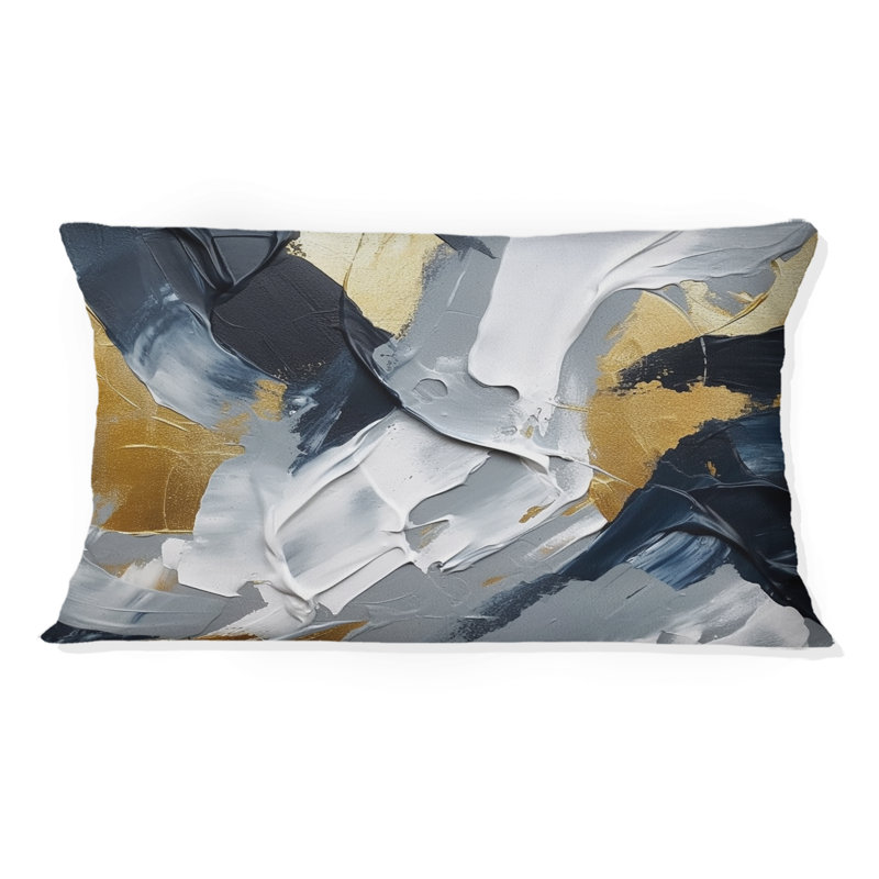 Coussin décoratif or et gris Abstractions II - formes abstraites