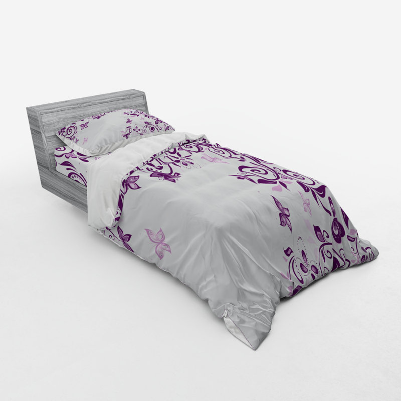 Ensemble de housse de couette en microfibre Violet, Housse de couette simple TG + 2 articles suppléme