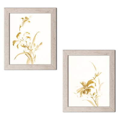 « sumi manelle ii & iv gold », ensemble de 2 reproductions de peintures à l’aquarelle