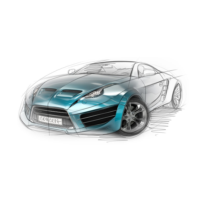 Car Sketch - Wrapped Canvas Print
