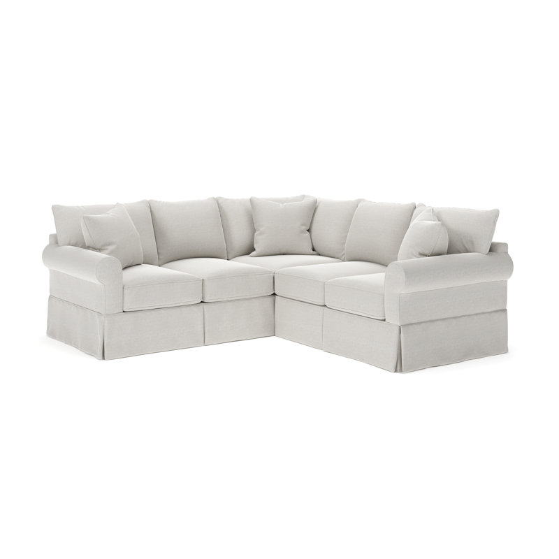 Amari Slipcovered L-Sectional, Left Hand Facing, Drusky Ivory Sustain® Basketweave