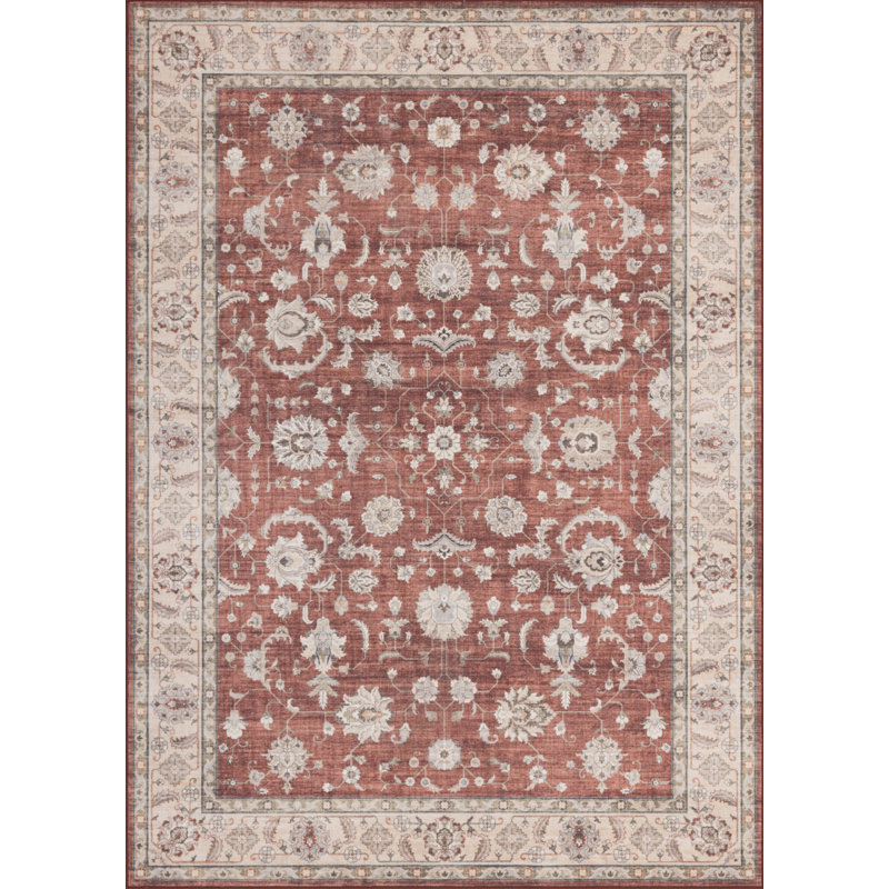 Eaglin 1A5761262871432A9C1010F7A9B5832D Red Area Rug, 94" x 118"