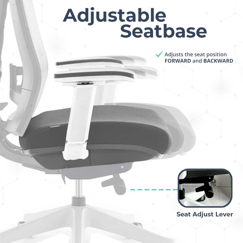 Chaise de bureau Cloud Mesh, Gris, Blanc