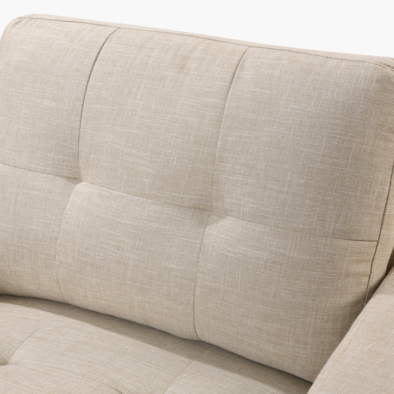 Contemporary Accent Armchair Living Room Furniture, Beige Linen Blend, Brown