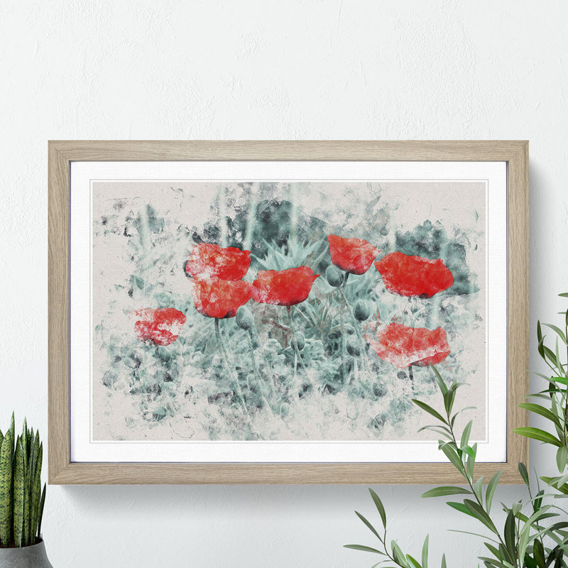 Field of Poppies Vol.4 - Picture Frame Painting, 27cm H x 36cm W x 2cm D, Black Framed
