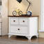 Table de bout en bois avec table de chevet à deux tiroirs pour table de bout pour chambre à coucher, salon, chambre d'enfant, blanc et noyer