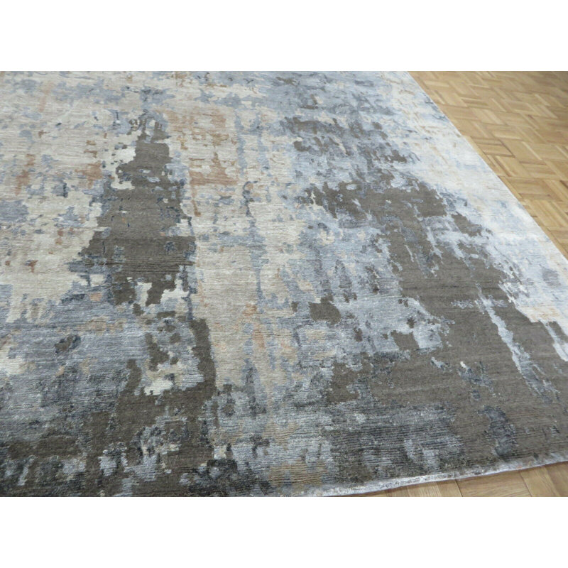 Tapis de surface en soie 6 pi 1 po x 9 pi 2 po à la main one-of-kind noué la