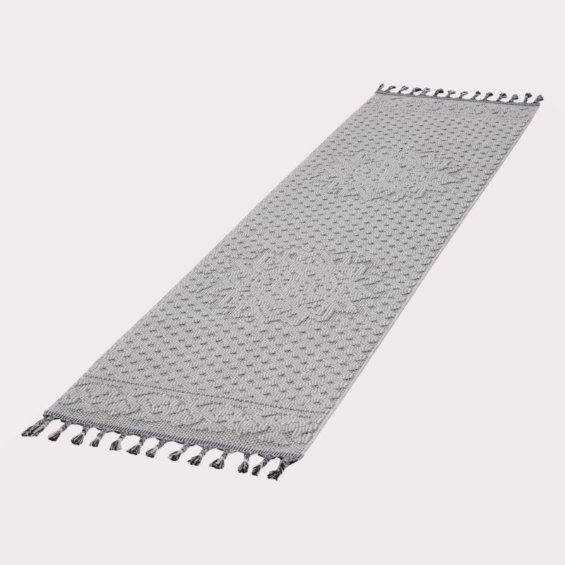 Tapis intérieur / extérieur blanc / médaillon Collection, Tapis de couloir 2 pi 2 po x 8 pi