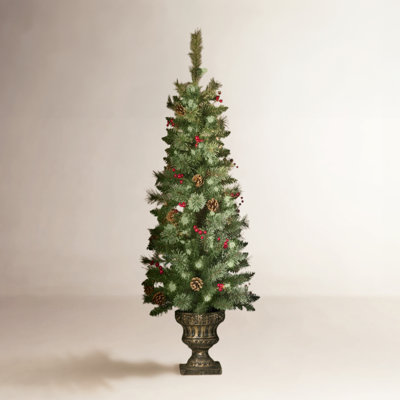 Hardesty Flocked 4' Pre-Lit Spruce Christmas Tree