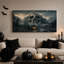 Toile murale surréaliste représentant une montagne de crânes avec cascade et éclairage d'Halloween-830483572