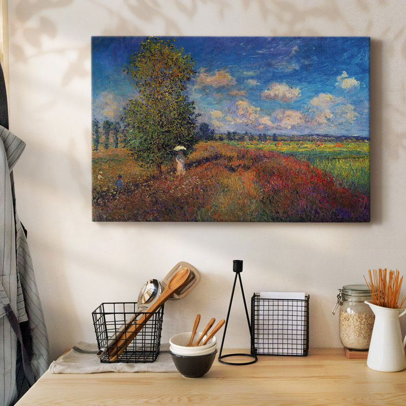 «Poppy Field in Summer» par Monet-Gallery, toile tendue, H 8 po x l 12 po