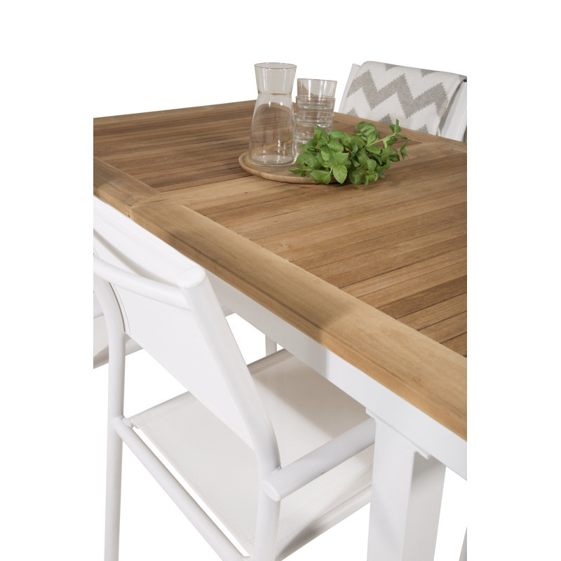 Navya 4 - Person Teak Solid Wood Patio Dining Set Extendable Rectangular Table