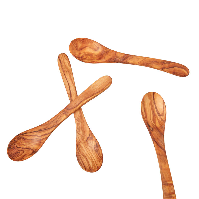 Ensemble de 4 petites cuillères en bois d'olivier