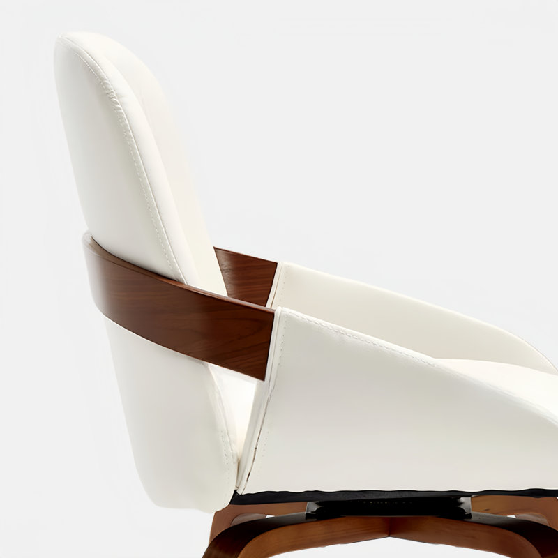 Chaise d'appoint pivotante en similicuir rembourré en bois cintré (ensemble de 2), Blanc