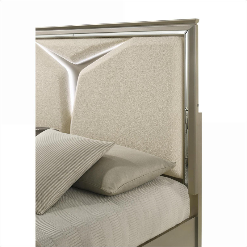 Ensemble de chambre à coucher | Très grand moderne 4 pièces | Bois massif et bois manufacturé | Tête de lit à DEL avec rangement | Vert olive / argent mat mat | Pour la chambre principale | Bois | Argent