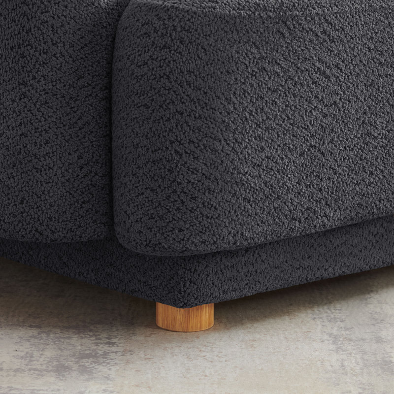 Chaise avec accoudoirs rembourrée 37 pouces avec pieds en bois, Mélange de polyester gris / polyester / tissu