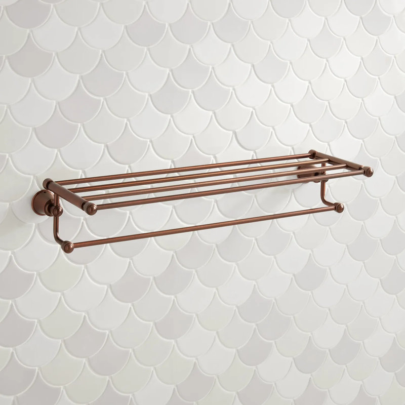 Cooper Collection Wall-Mount Towel Rack with Shelf, Oil Rubbed Bronze