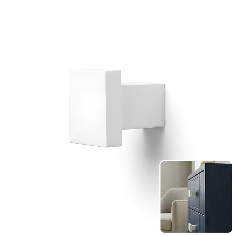 ROUS Hardware Art Deco Square Knob, Snow (White)