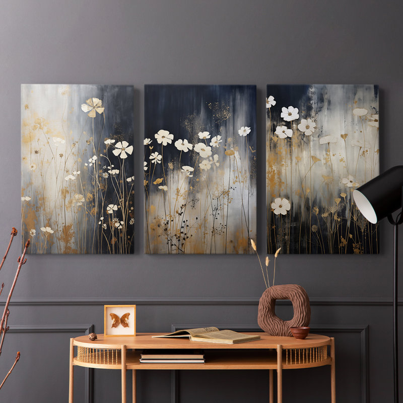 Série d'étude florale Cxxxiv - ensemble de toiles tendues avec châssis Premium - prêt à être accroché