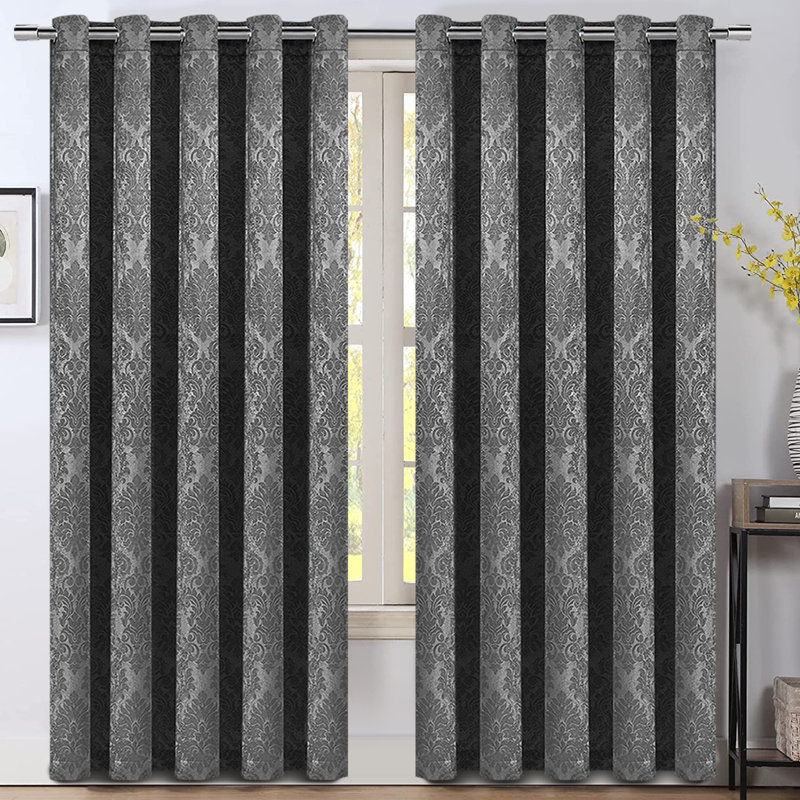 Dolohov Blackout Curtain Pair, Silver, 167 x 137cm