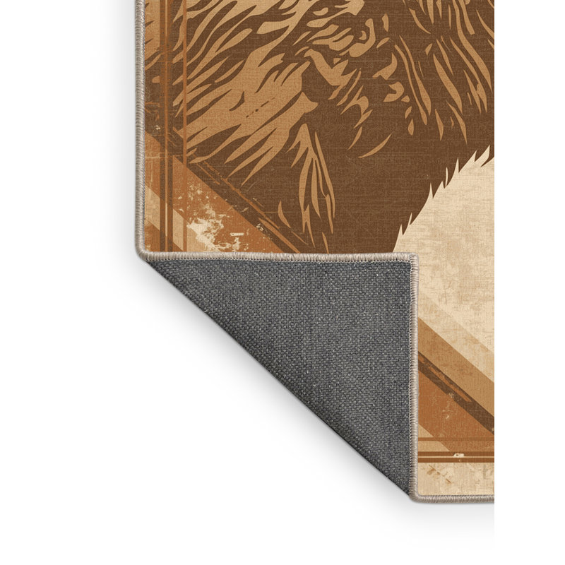 Tapis moelleux moelleux et moelleux de style rustique Ahmad Bison, 4 x 6