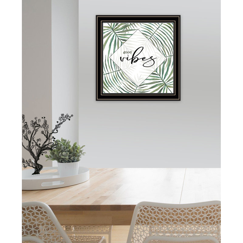 Juno GOOD VIBES, art mural encadré pour le salon, décoration murale par Cindy Jacobs, 14" W x 14" H, White/Gold Framed