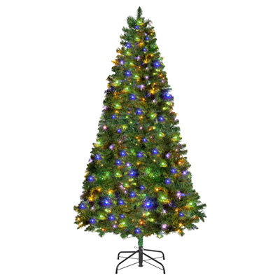 Arbre de Noël, arbre de Noël artificiel pré-éclairé de 6 pi, arbres de décoration de Noël avec 330 lumières colorées à DEL, 11 modes d'éclairage, 1250 pointes de branches et base en métal robuste pour la décoration de bureau à domicile