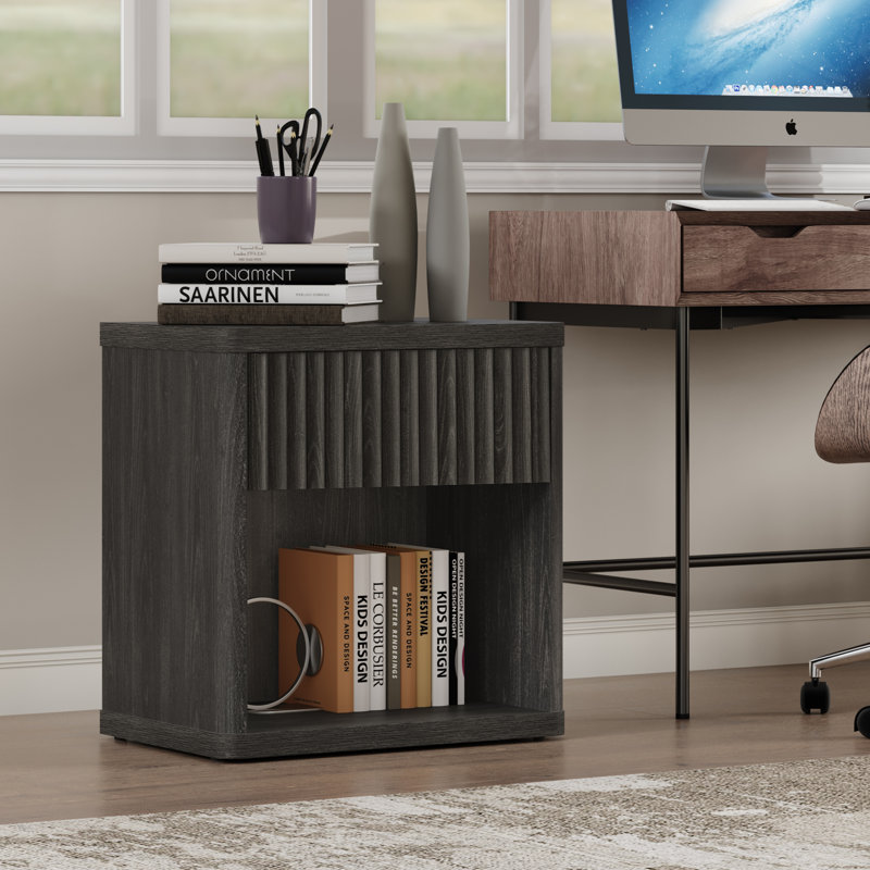Cesiro 1 - Drawer Nightstand, Dark Gray Alder