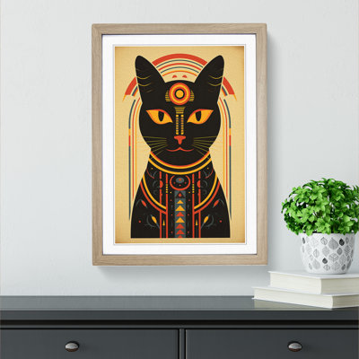 Egyptian Cat Minimalism No.2 - Single Picture Frame Print on Wood