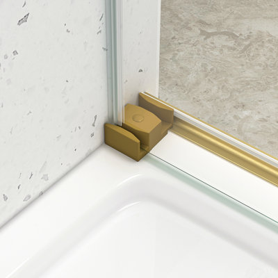 Porte de douche coulissante double à installation double réversible de 55 à 60 po x H 78 po Porte de douche sans cadre facile à installer, verre trempé de 1/4 po (6 mm) avec film antidéflagrant Nano