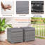 2 pièces Tabouret de patio en rotin avec repose-pieds et tabouret avec repose-pieds et coussin gris-1250693863