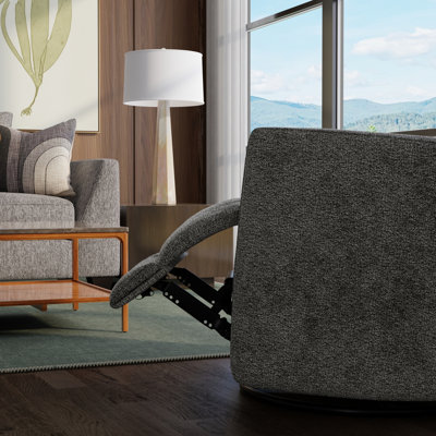 Fauteuil inclinable pivotant Global Home avec repose-pieds manuel et coussins latéraux moelleux en graphite Milan