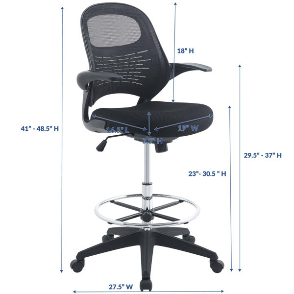 Inbox Zero Flip Top Ergonomic Mesh Drafting Swivel Desk Chair Lumbar Support,  Height Adjustable with Foot Ring & Reviews