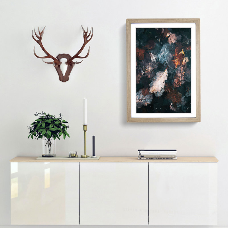 Autumnal Leaves in Abstract - Picture Frame Graphic Art Print, Oak Framed, 87cm H x 62cm W x 2cm D