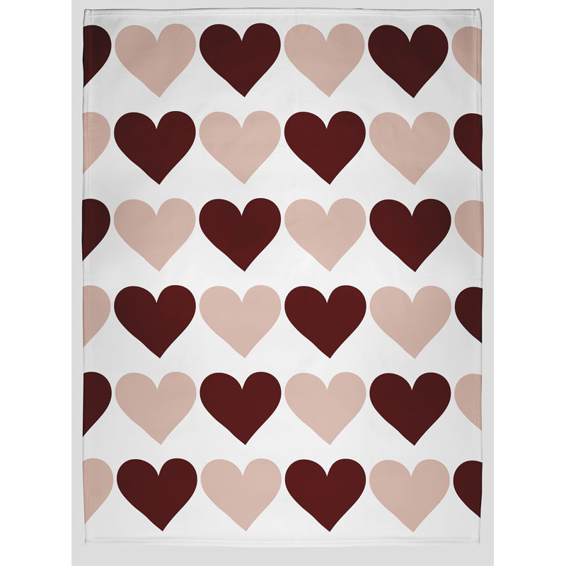 Jeté Alternating Hearts, Magenta, L 30 po x L 39,75 po