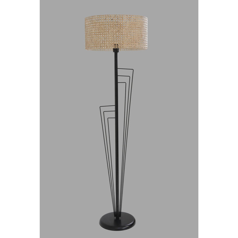 Luro Elegant Floor Lamp, 100% Metal, 65.0 inches Tall | Black Finish with Oven Dried Paint, 17.7 inches Shade Diameter | E27 Socket, Max 60W | Stylish Lighting for Living Room, Bedroom, and Office Decor