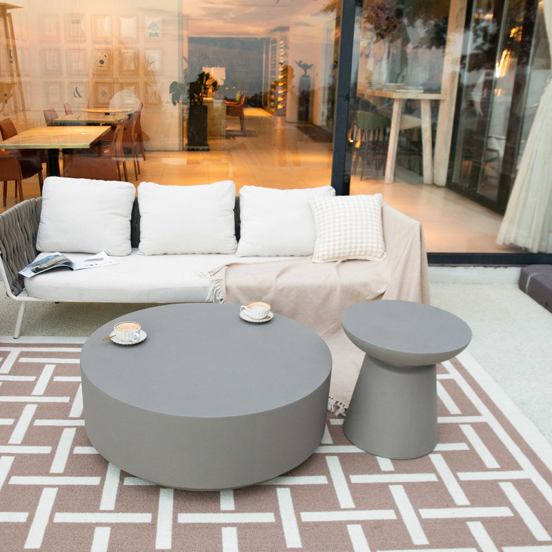 KYLIX Concrete Side Table Round 50.8 x 50.8 x 50.8 cm, Space Grey