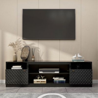 Meuble télé noir moderne / contemporain de 15,47 po (pour téléviseurs de plus de 70 po)