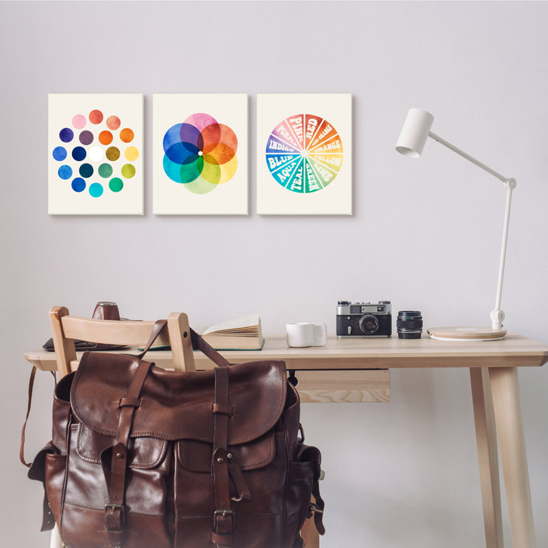 «Basic Color Tones», mélange de teintes et de courbes par Daphne Polselli - ensemble de 3 impressions, Plaque murale